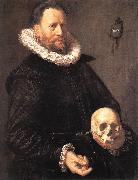 HALS, Frans Portrait of a Man Holding a Skull s china oil painting reproduction